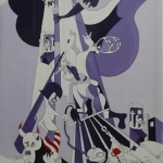 Kristen Gilje, Abu Graib and the Twin Towers: A Lesson from Picasso, hand painted silk, 20049 ft x 55 in.,