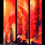 Kristen Gilje, Called Through Fire, hand painted silk, 9ft x 5 5in., 2001