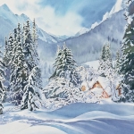 Kristen Gilje, Winter Morning After the Storm, watercolor 30x22 inch