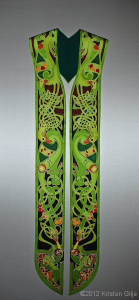 Â©Kristen Gilje Jan's Celtic Stole, hand painted silk, 2012