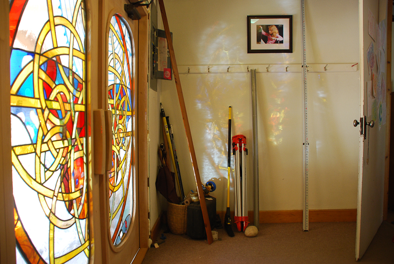 Kristen Gilje Glass doors make color art on entryway walls Kristen