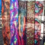 student work: 4 scarves hanging