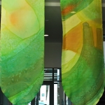 Â©2011 Kristen Gilje Philadelphia Green Season,16 feet by 4 feet each, hand painted silk