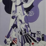 Kristen Gilje, Abu Graib and the Twin Towers: A Lesson from Picasso, hand painted silk, 20049 ft x 55 in.,
