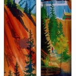 Kristen Gilje, Mine Tailings and Ruins, hand painted silk, 9 ft x 58 in., 2002