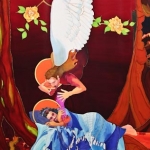 Kristen Gilje, Summon Out What We Shall Be, hand painted silk, 10 ft x 55 in., 2004