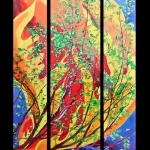 Kristen Gilje, Burning Bush, hand painted silk, 9ft. x 55 in., 2005