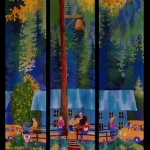 Kristen Gilje, Gift of Good Land, hand painted silkl, 9 ft x 55 in., 2002