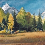 Kristen Gilje,Path to the Heart, watercolor 14.5x30 inches.
