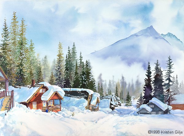 Kristen Gilje,Roof-Alanche, watercolor 30x22.