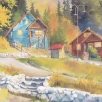 Kristen Gilje, Autumn on Chalet Hill, watercolor 30x22 inches.