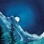 Kristen Gilje, Moonlight over Copper Basin, watercolor 18x30 inches.