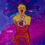 Kristen Gilje-Finding a Voice, hand painted silk, 48x27 in., 2007