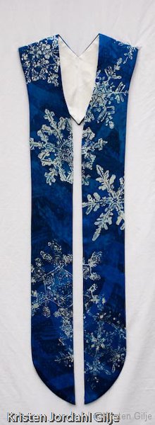 Â©Kristen Gilje Nathan's Advent Snowflake Stole, hand painted silk